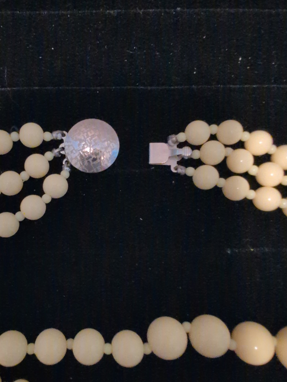 Vintage triple-strand yellow beaded necklace