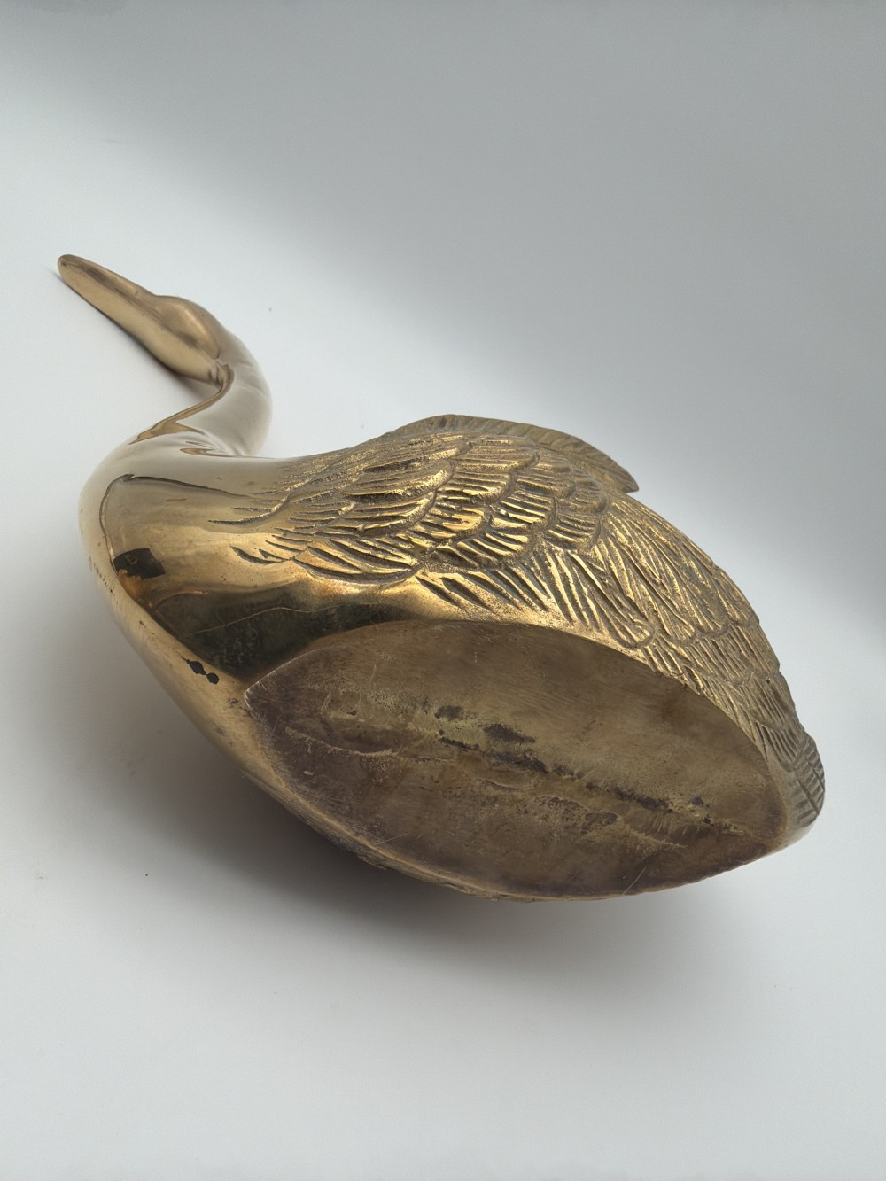 Vintage Brass Swan Planter 12.5 in