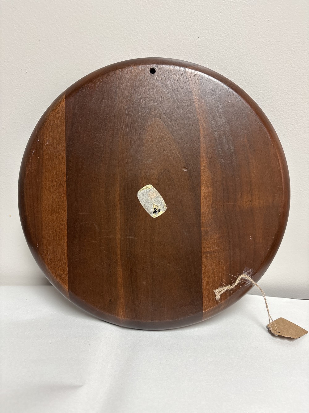 Ozark Round Walnutware Wood Vintage Cheese Plate ~12 inch D