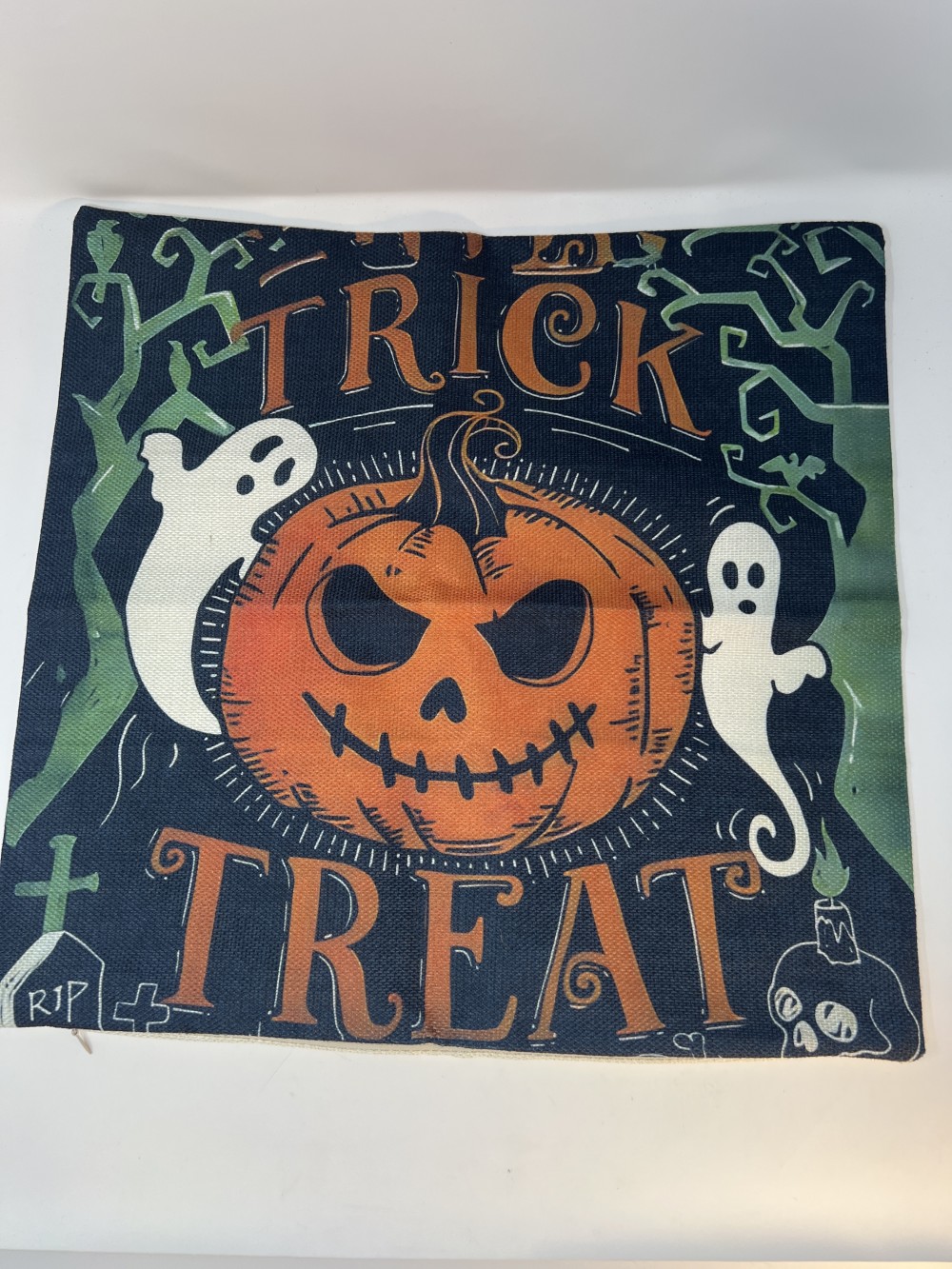 18” Vintage-Inspired Trick or Treat Halloween Pillow Cover