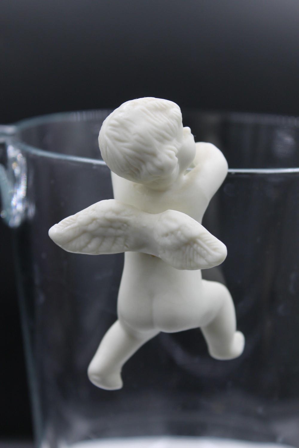 s/2 matte bisque sitting angel/cherub pot hugger