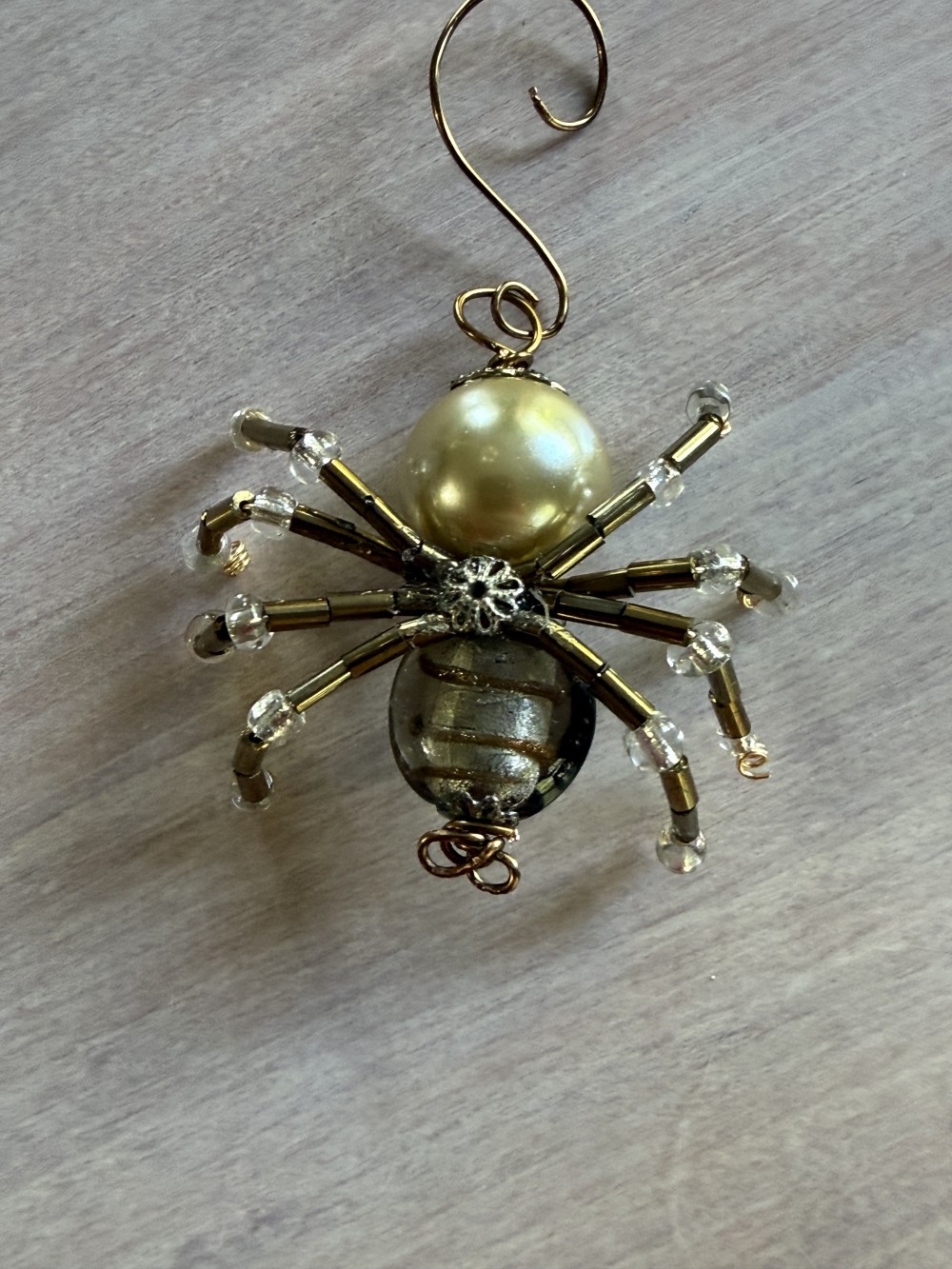 Ornament - Spider M Bronze & Cream Pearl Gold Accents