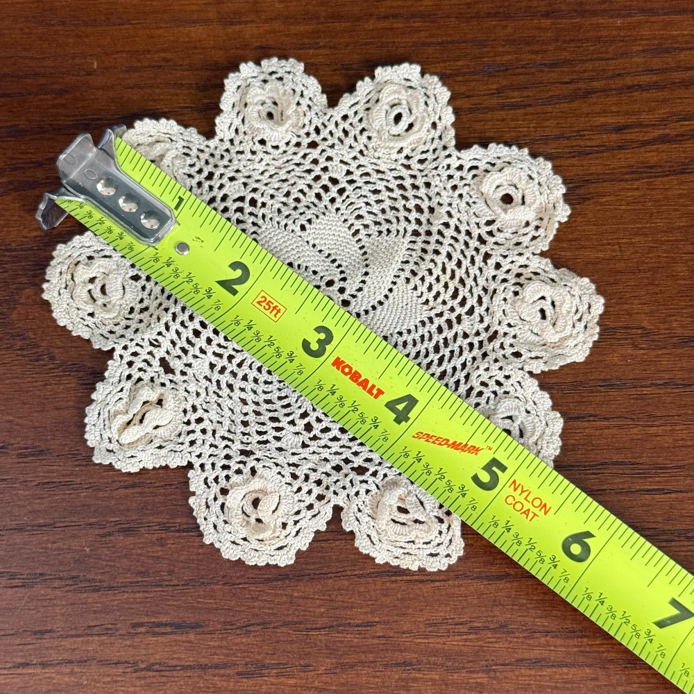 Vintage Hand Crocheted Irish Rose Doily