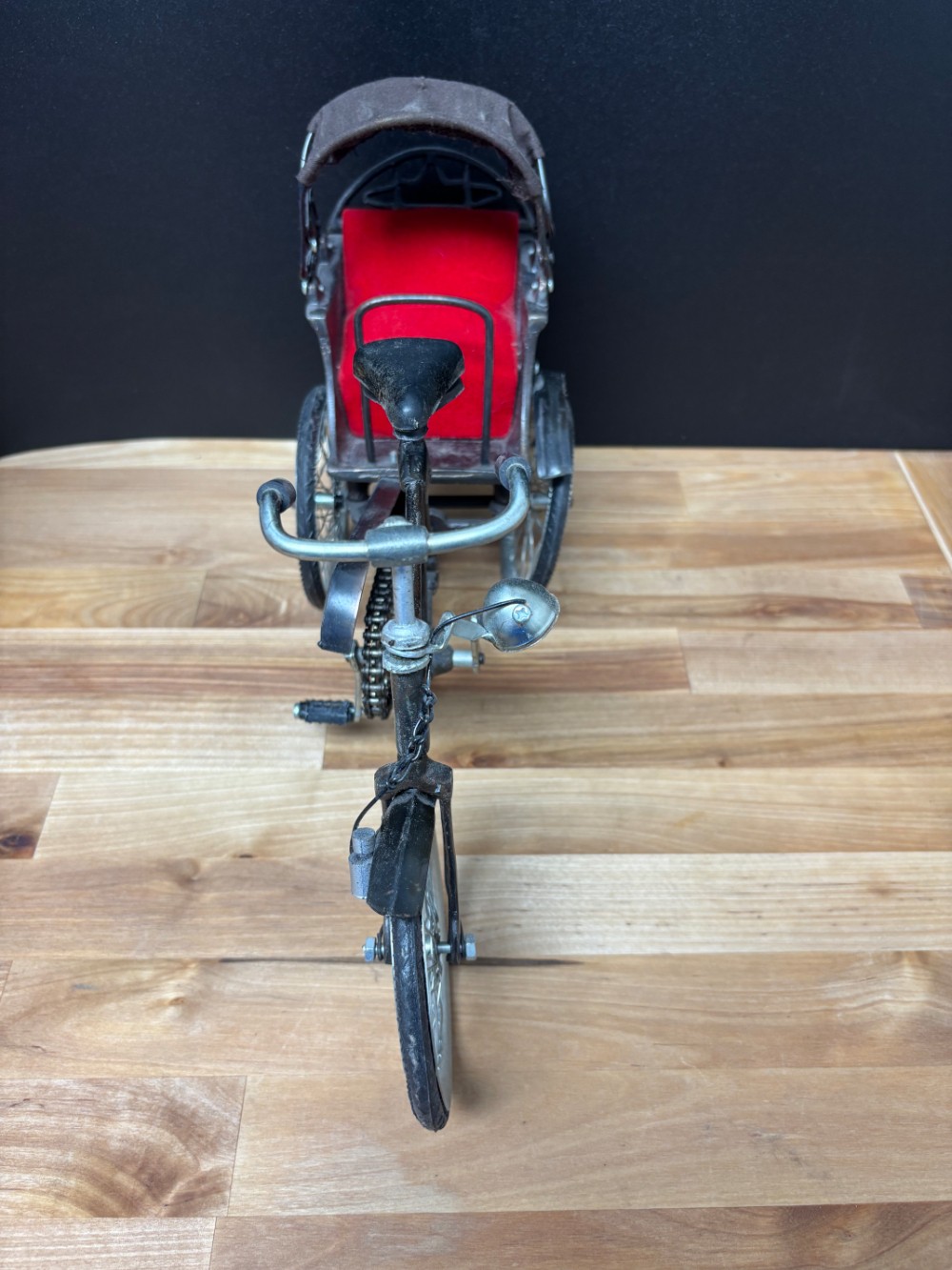 Vintage Metal Bicycle Rickshaw Pedicab with Canopy 14 Inch