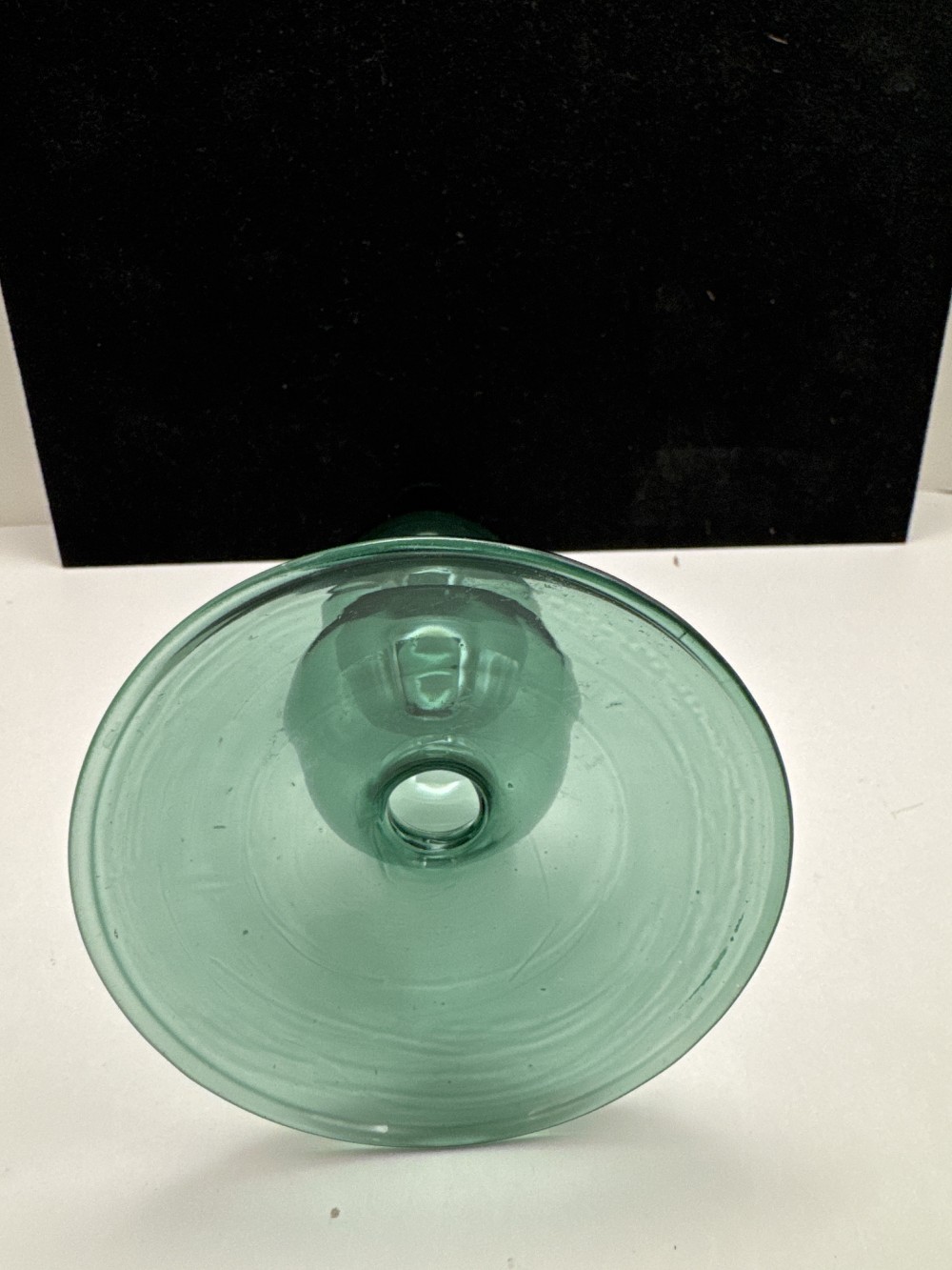 GREEN BLOWN GLASS CANDLESTICK