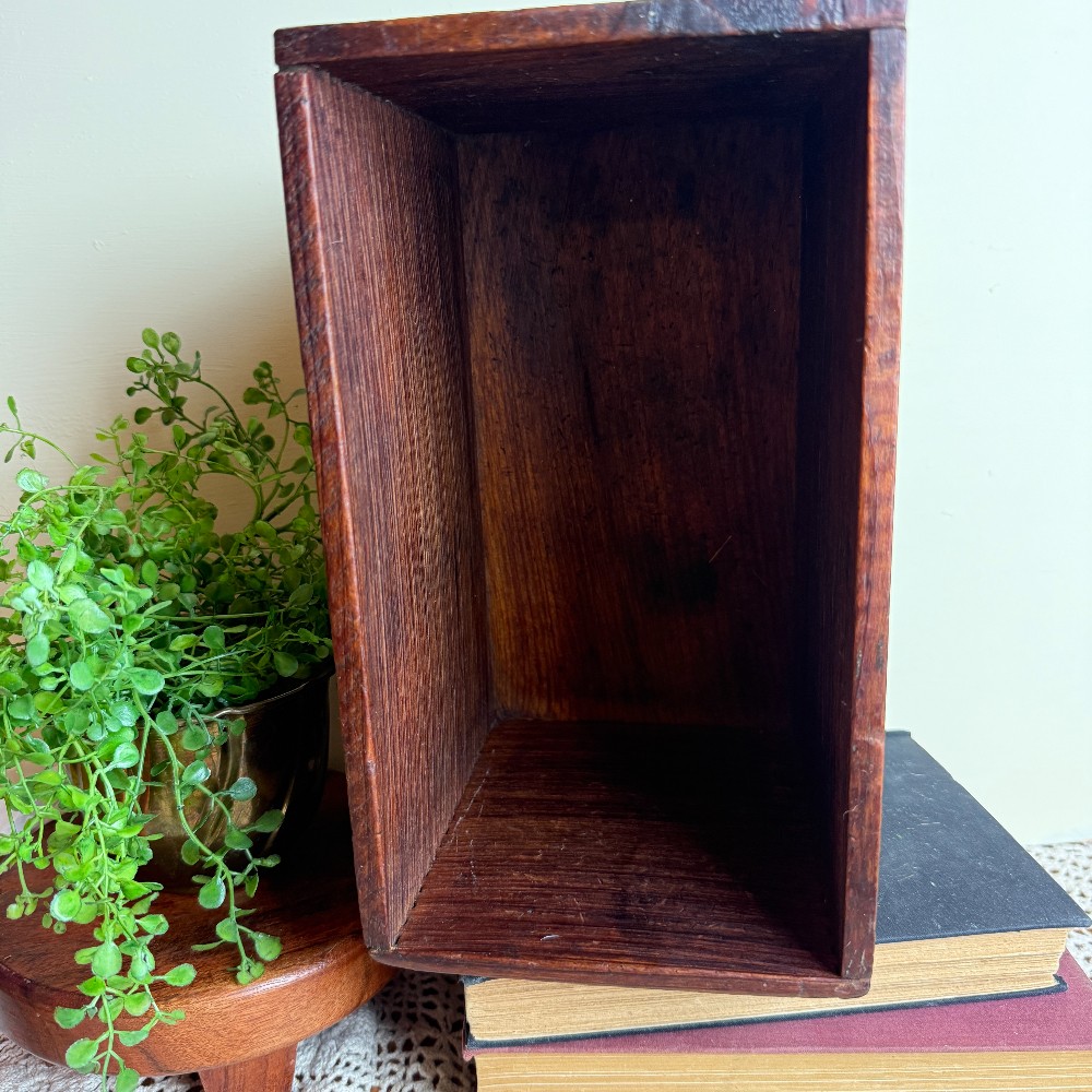 Antique Wood Dovetailed Drawer with Brass Pull