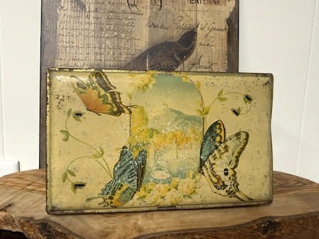 Artstyle Chocolate Co. Tin Butterfly Tin Can Early 1900s