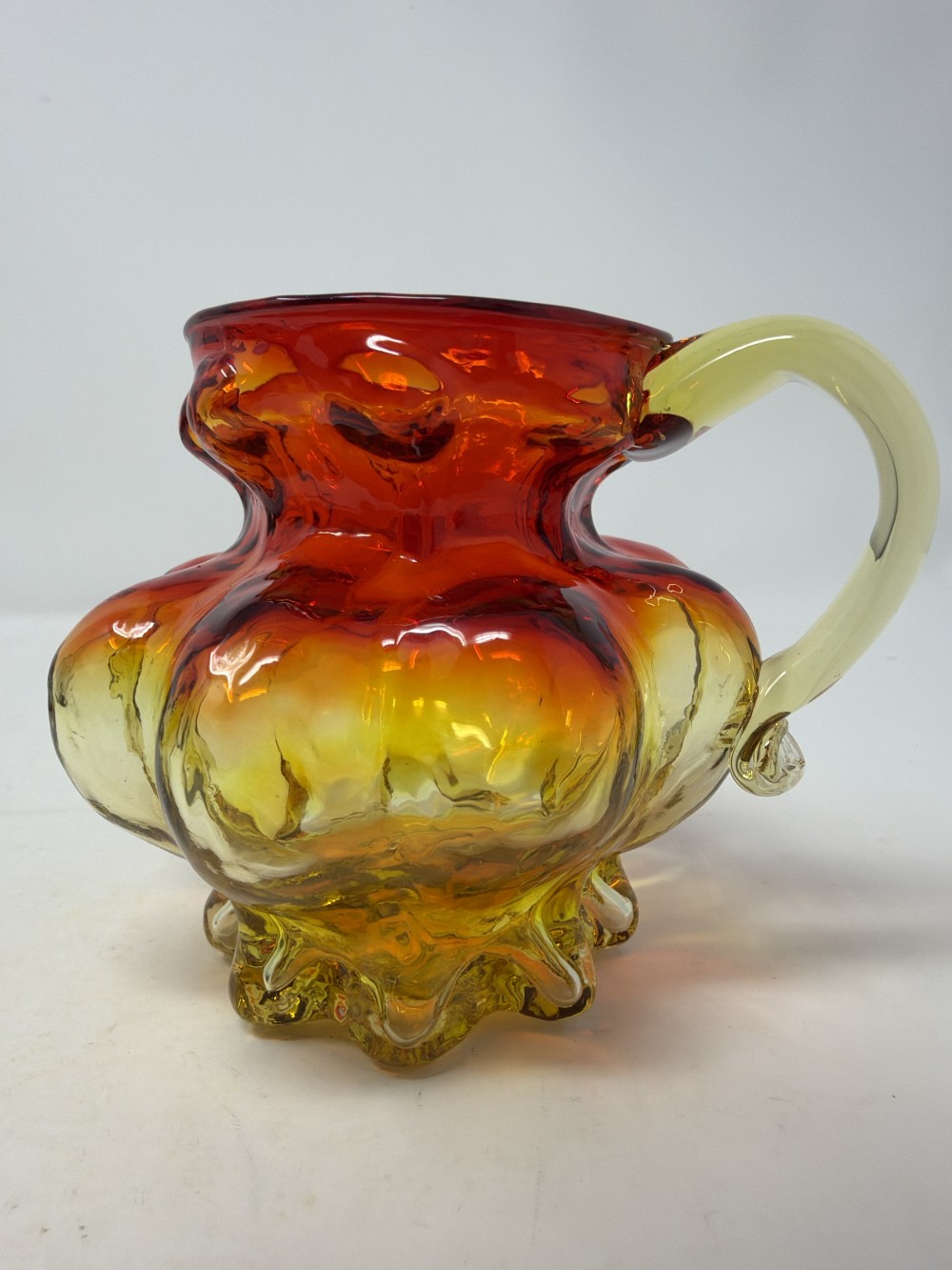 Vtg Kanawha Amberina Hand Blown Glass Pitcher