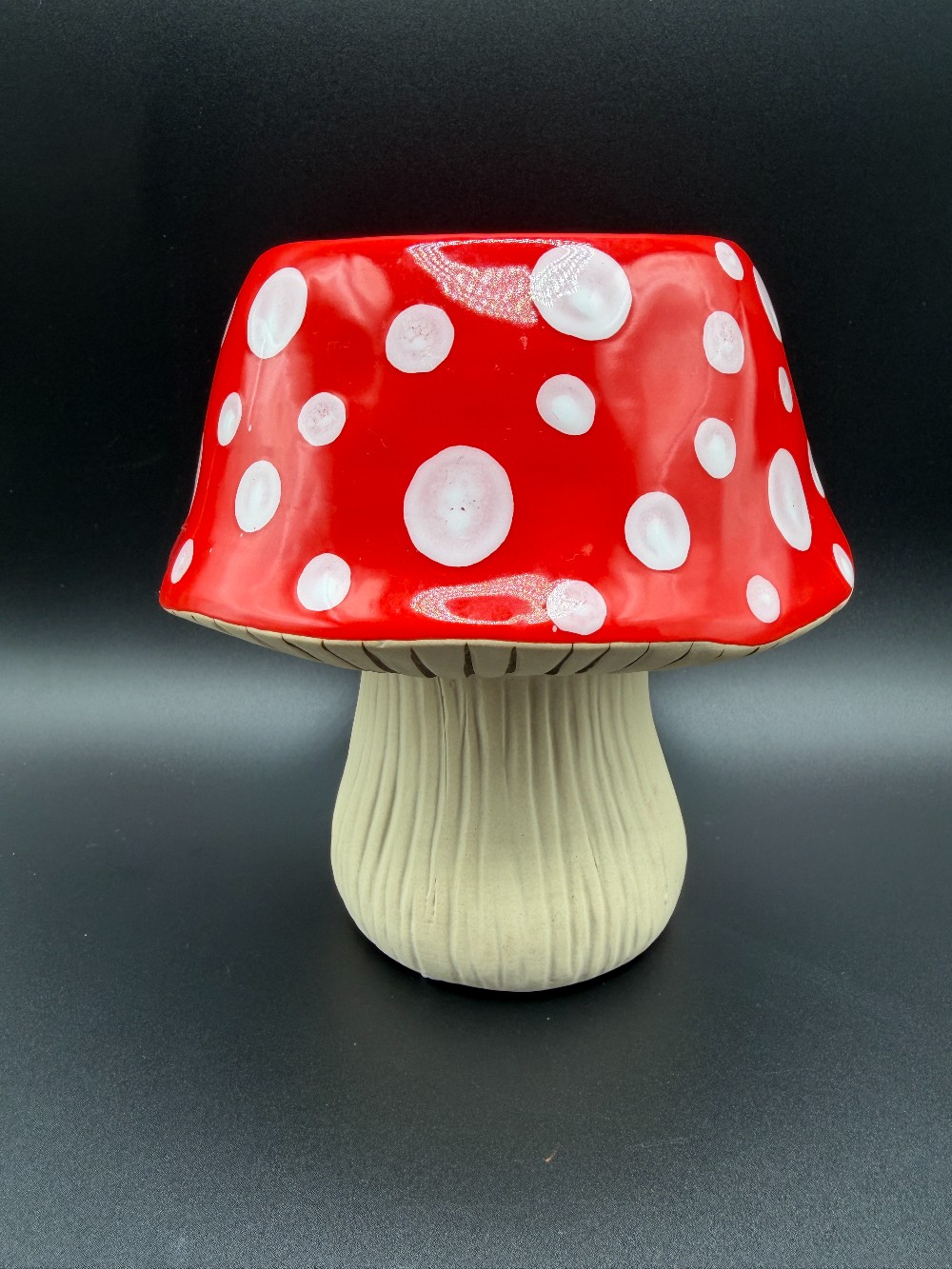 Red & White Polka Dot Ceramic Mushroom Planter Pot