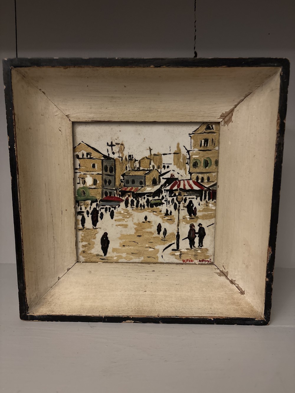 Mid 20th Century original Italian Tile Painting Signed Piacentini