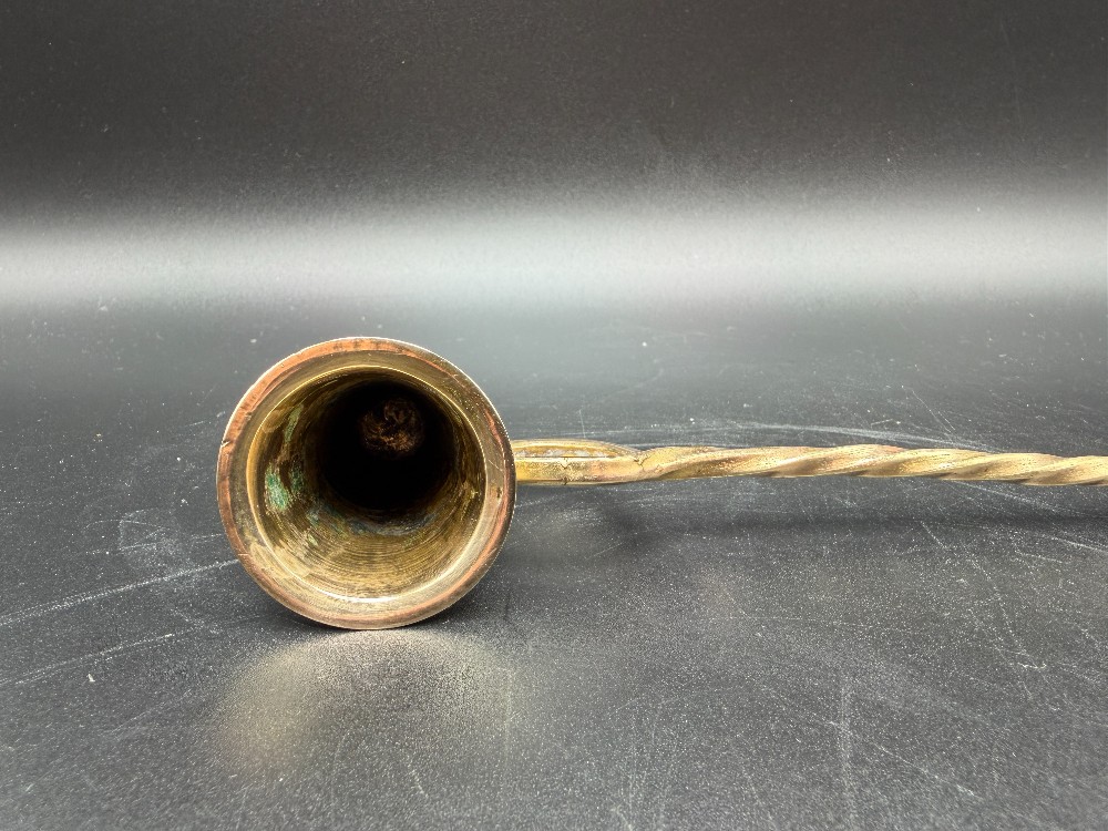 Vintage Solid Brass Candle Snuffer with Twisted Stem and Hanging Hook