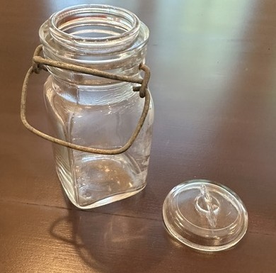 Vtg Hazel Atlas EZ Seal Small Square Mason Jar w/Lid