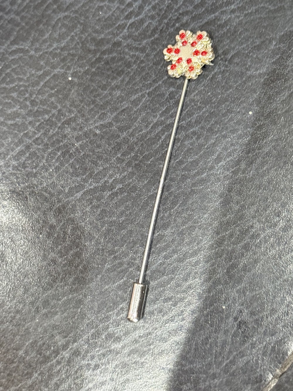Hat Pin / Scarf Pin - Silver with Red Rhinestones, Lapel Pin