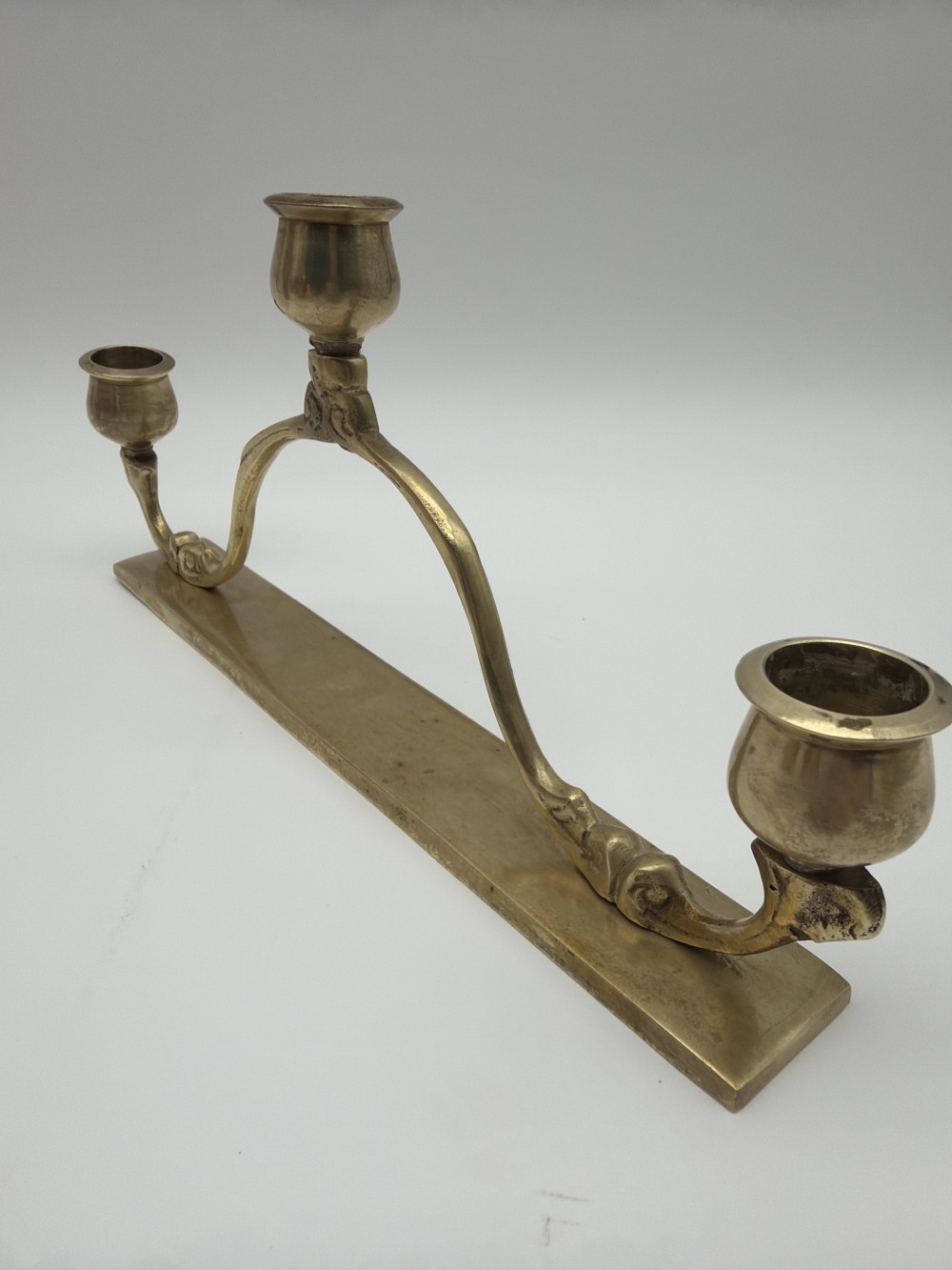 Vtg Brass Three-Light Candelabra