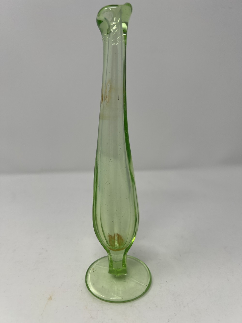 Vintage Uranium Swung Bud Vase; AS IS—cloudiness/rust