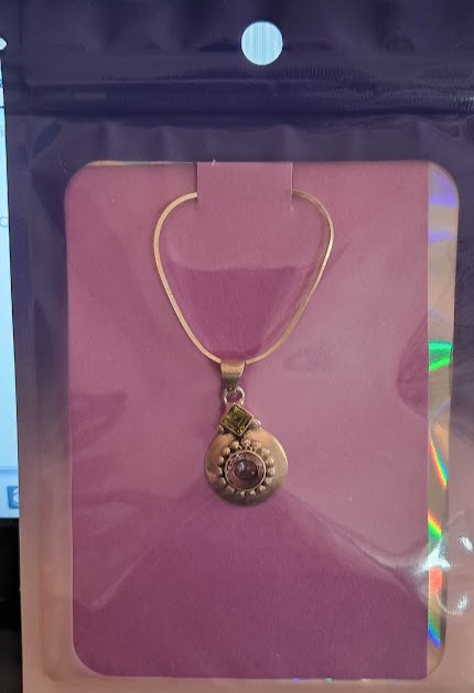 Sterling Silver Amethyst/Peridot Pendent Necklace
