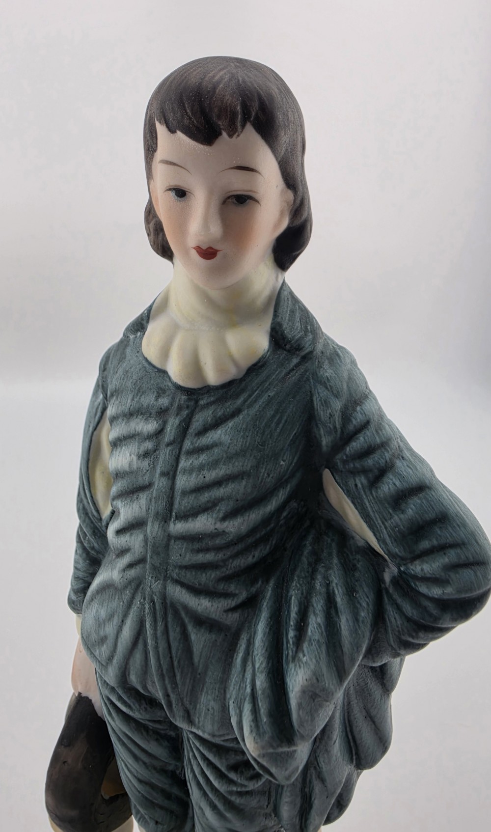 VTG Hand Painted Blue Boy Bisque Figurine