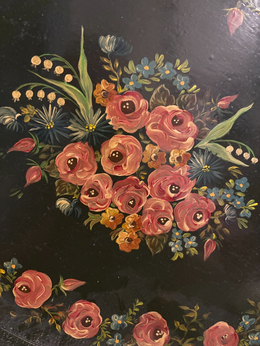 Hindelooper hand painted lacquered folk art tray