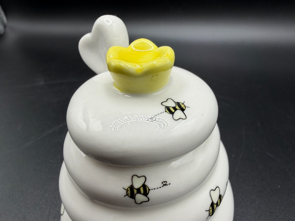 Sweet As Can Bee Ceramic Beehive Honey Pot & Wooden Dippe