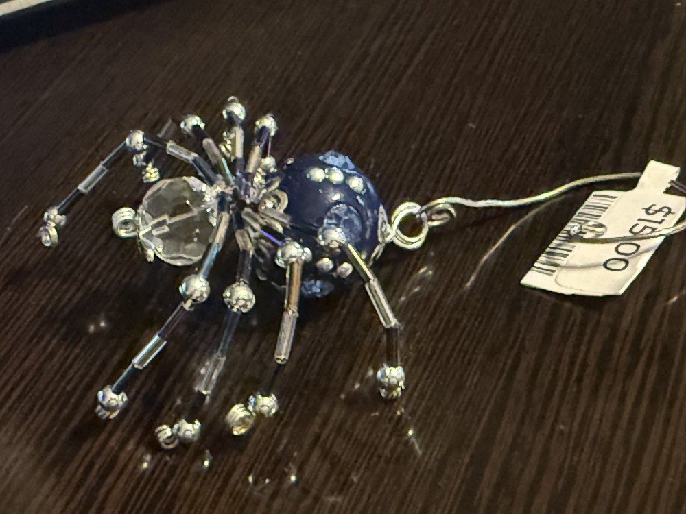 Ornament Spider M Blue Silver Clear