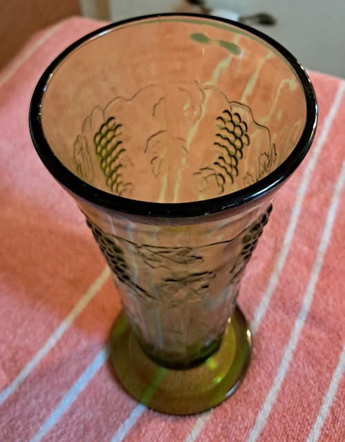 Indiana Glass Embossed Grapevine Pedestal Vase