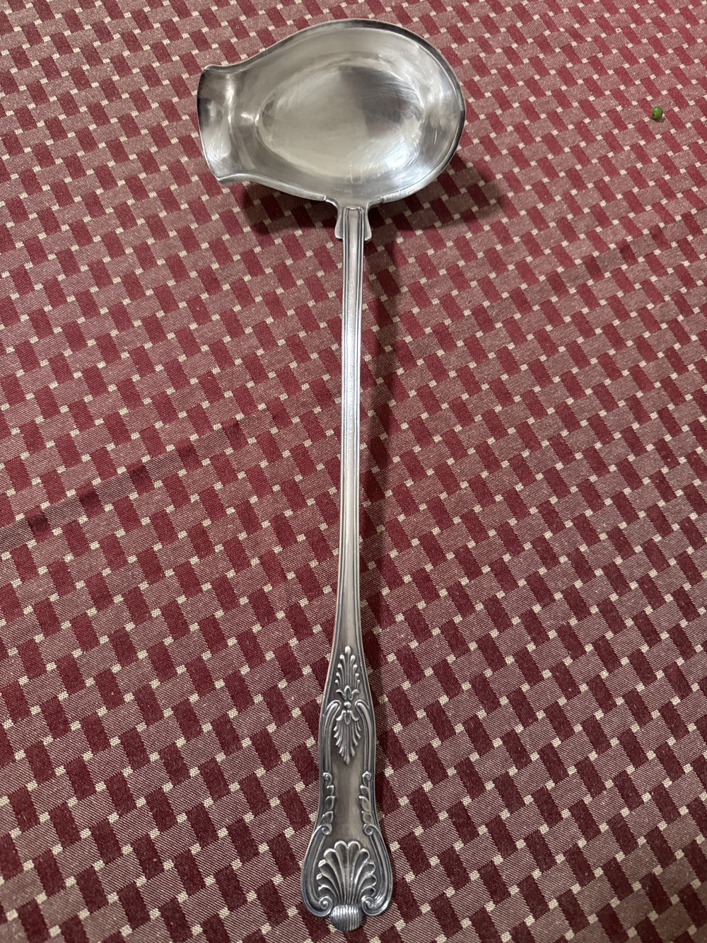 ANTIQUE NY SILVER LADLE WITH SPOUTED BOWL