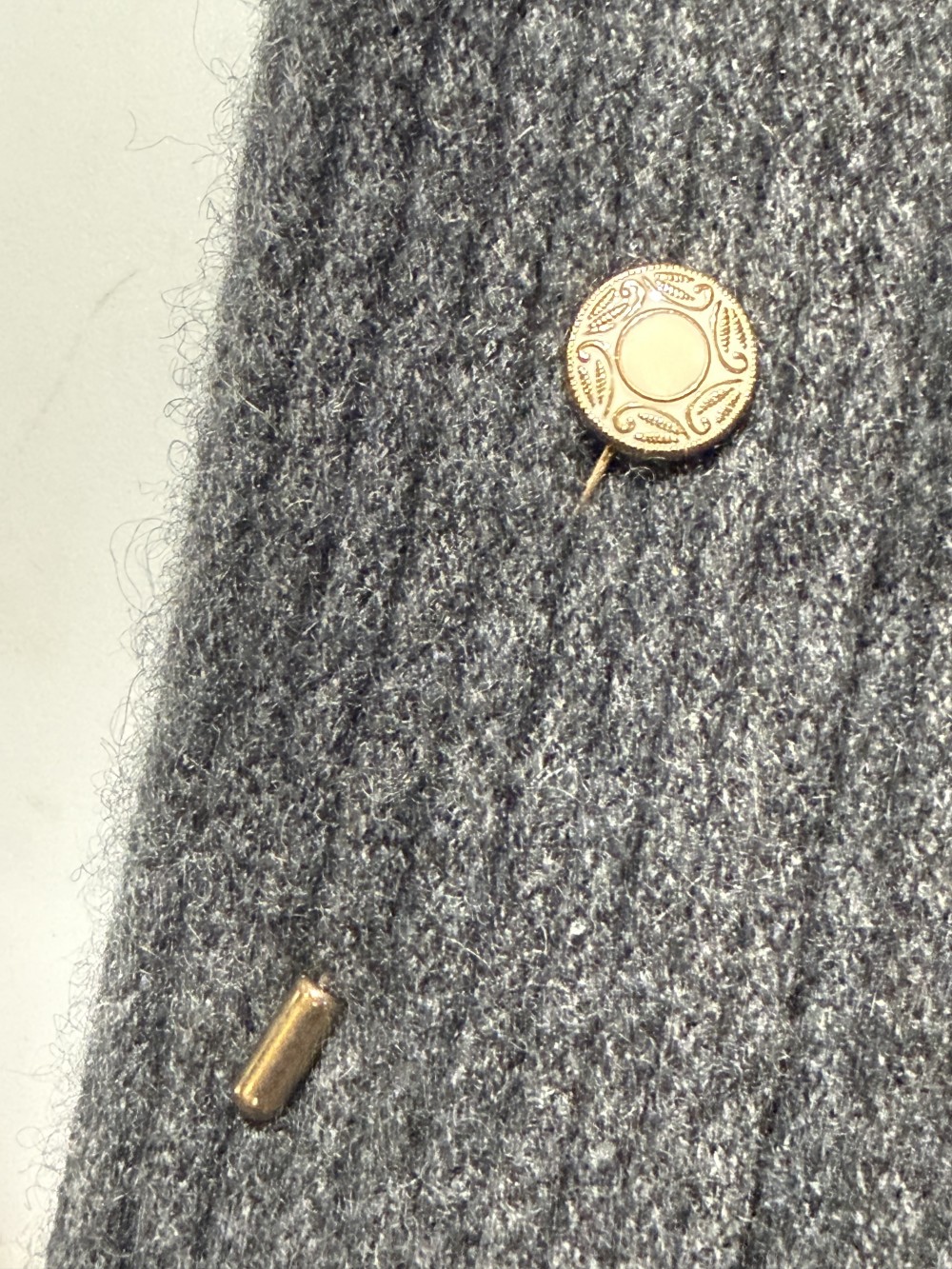 Hat Pin / Scarf Pin - Vintage Enamel Cream and Gold Button, Lapel Pin, Hat Pins,