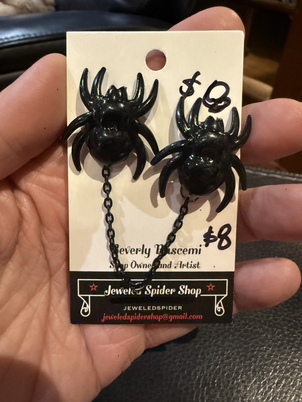 Sweater Pins - Black Spiders - Dress Pins, Cloak Pins, Collar pins