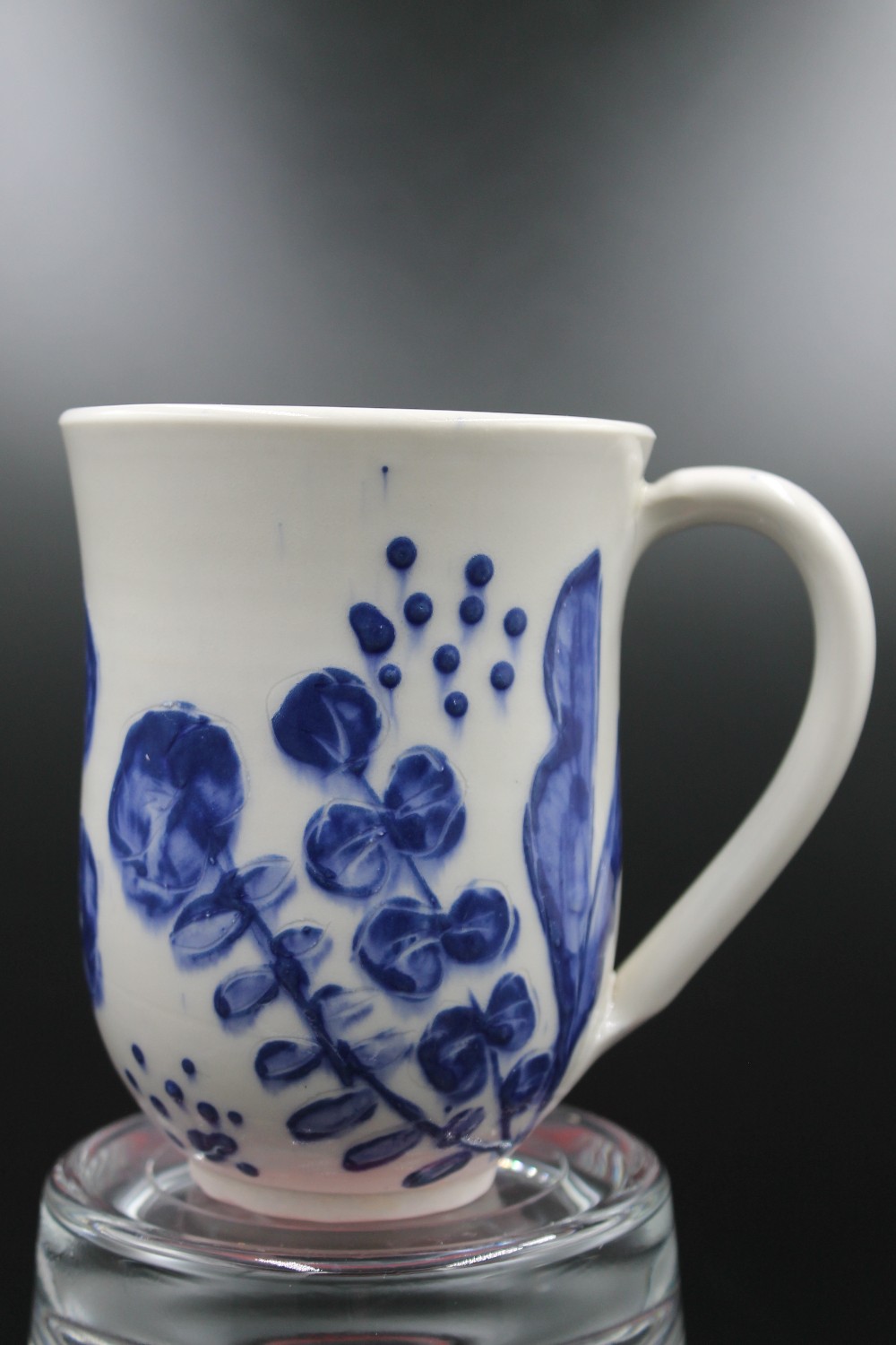 Handmade studio pottery mug blue/white