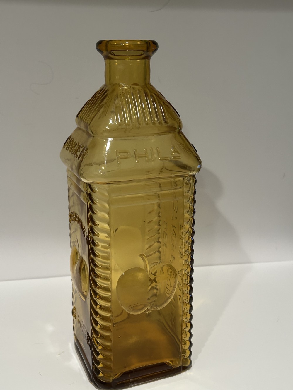 Vintage Wheaton Amber Glass Bottle Empty 9.5 x 3 inches Berrings apple bitters