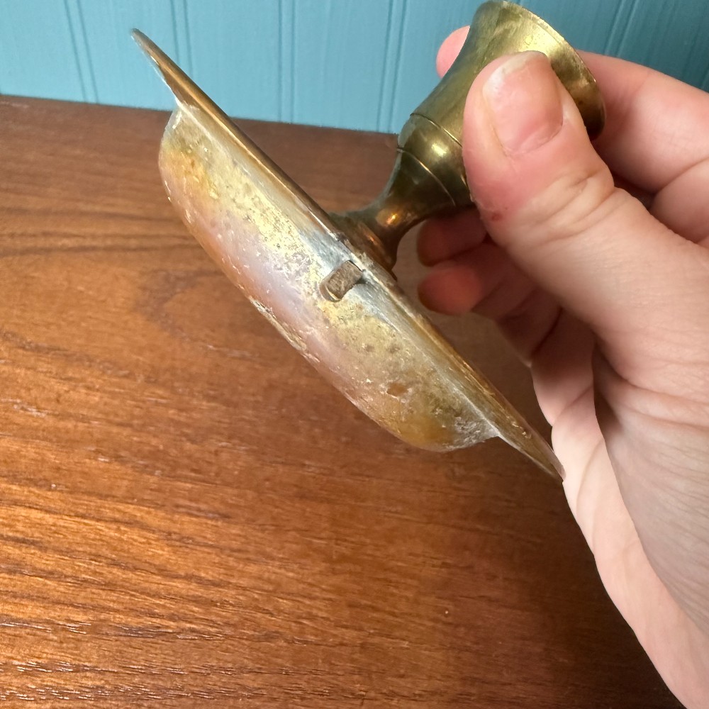 Vintage Brass Chamberstick Candle Holder, Saucer Base with Pointed Rest