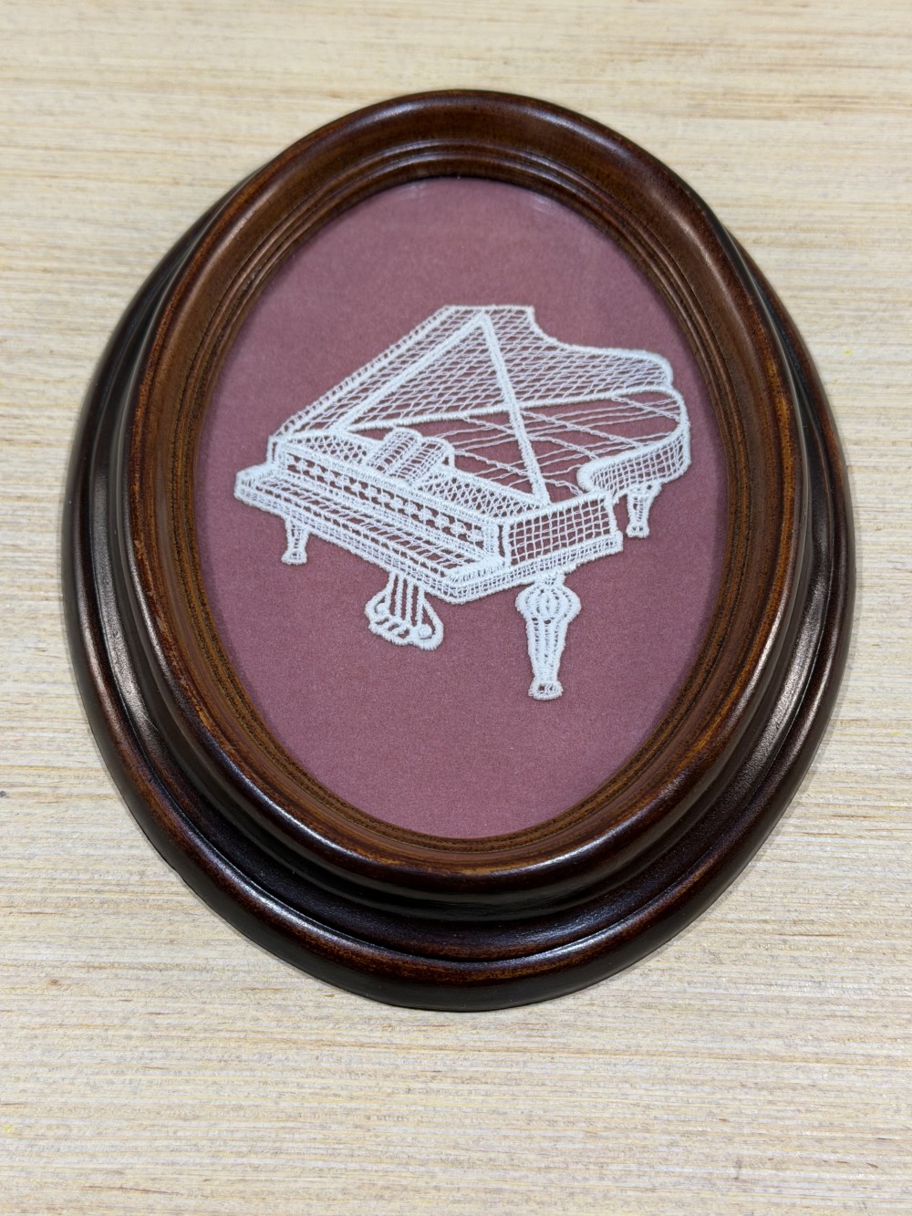 VTG Framed Grand Piano Thread Art — 6.5”