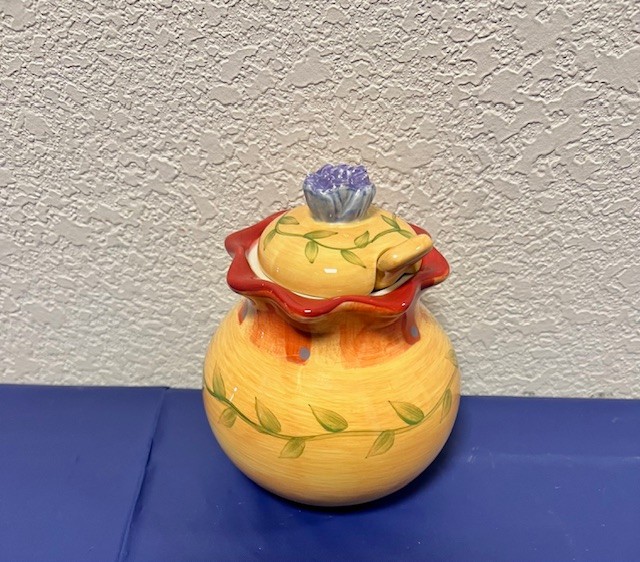 🏁Pfaltzgraff Sugar Bowl w/ Spoon & Lid