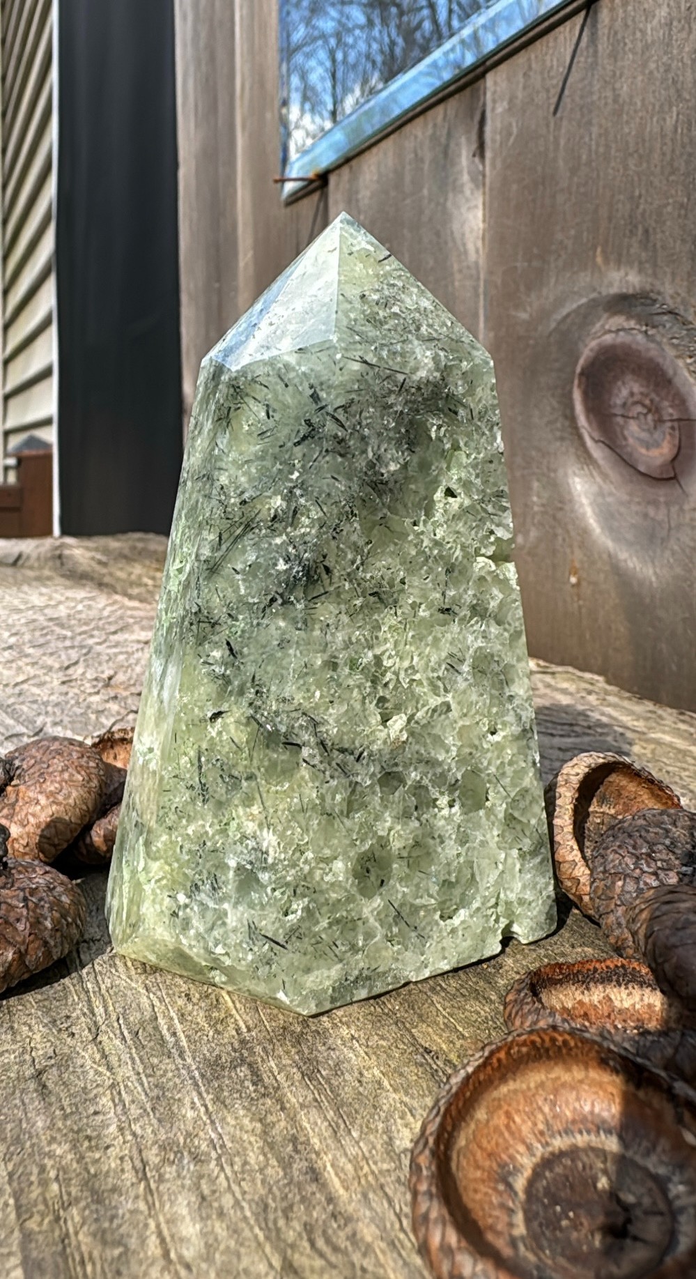 Prehnite & Epidote Crystal Tower