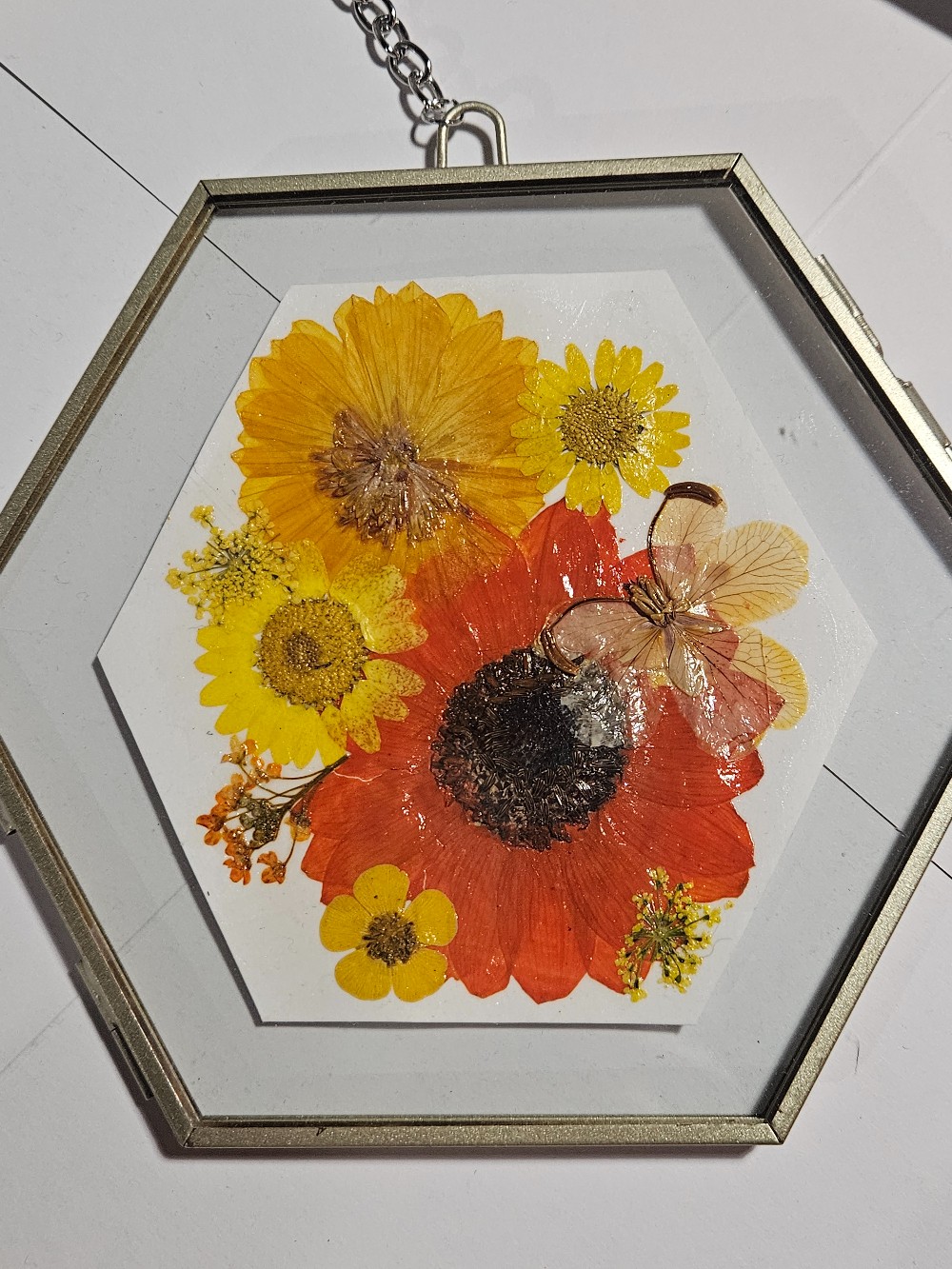 Glass Framed Floral Suncatcher - 6