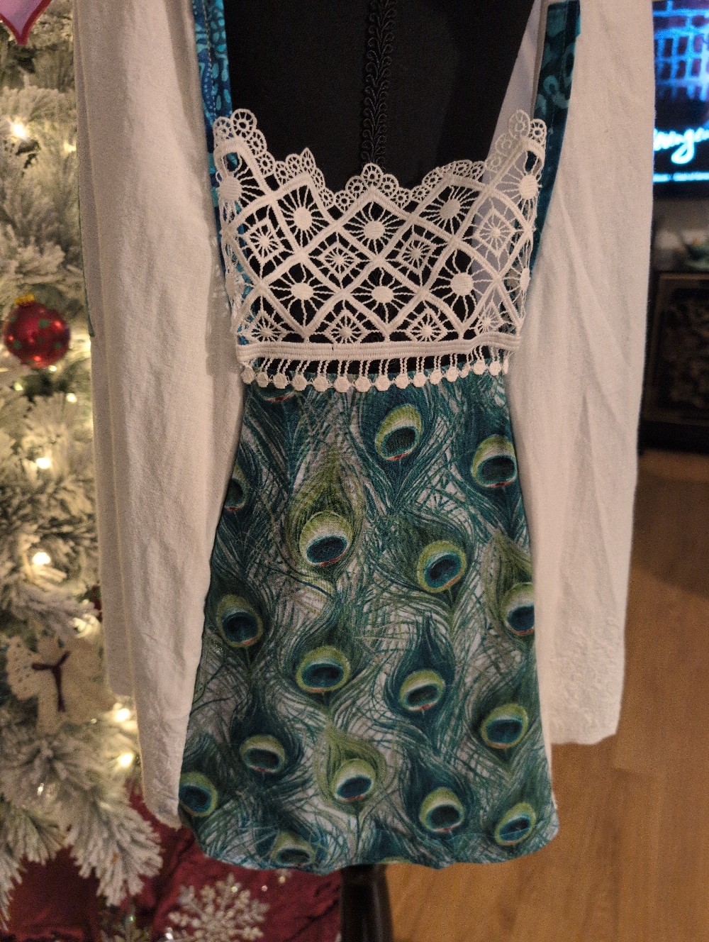 Create Art Not War Peacock Upcycled Shirt size large