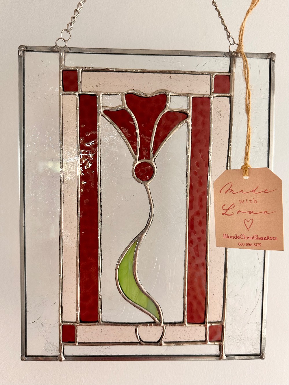 Stained glass garnet flower