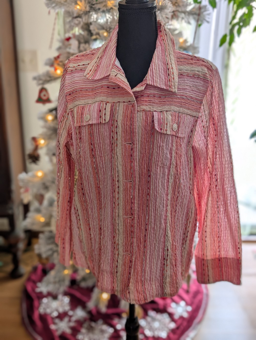 Red Riding Hood applique Ribbon upcycled Shirt