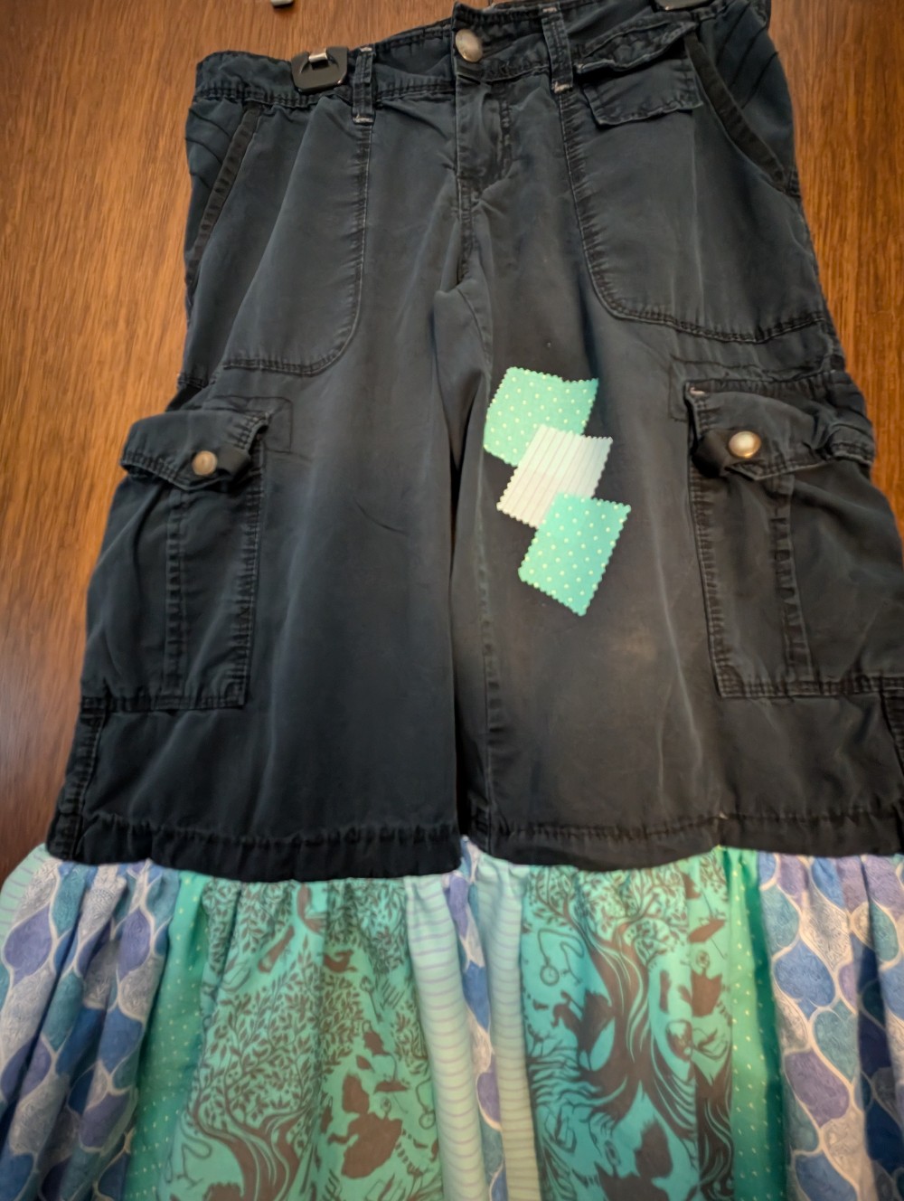 Alice in Wonderland Drawstring Bell Bottoms Upcycled Size 9