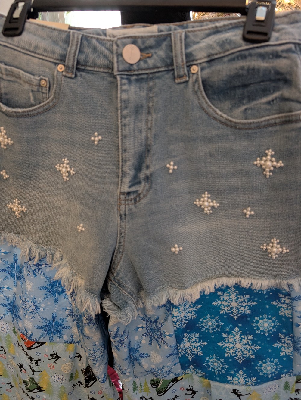 Snowflake Ice Skaters Wide Leg Jeans