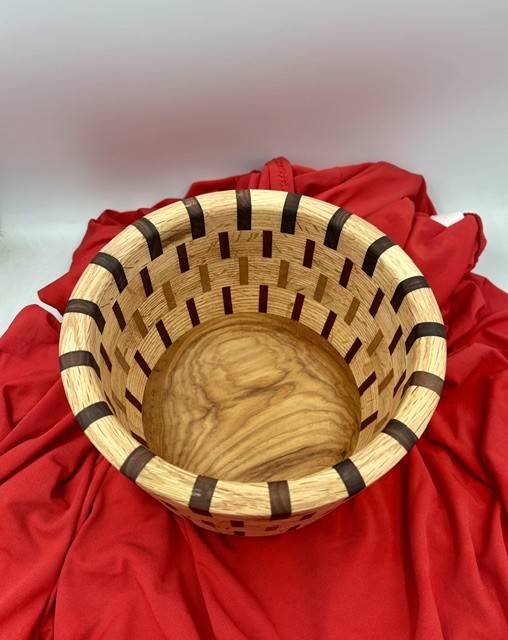 Oak & Hickory Geometric Handcrafted Wooden Bowl