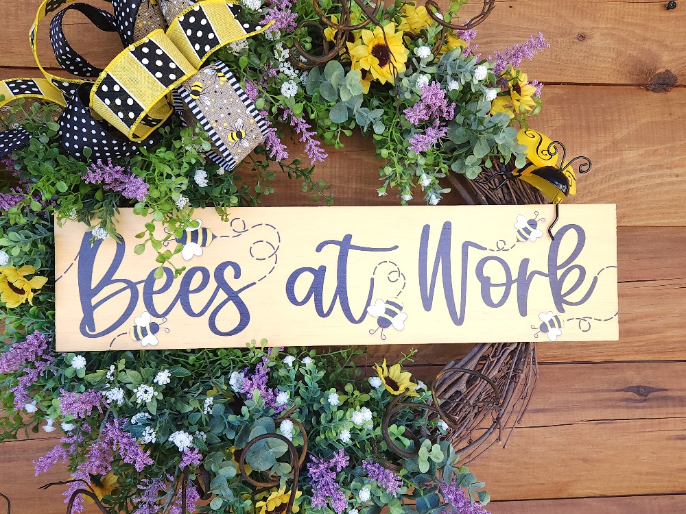 Bees at Work Grapevine Wreath