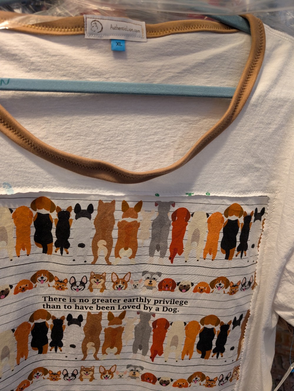 Dogs Upcycled T-shirt Reverse Applique