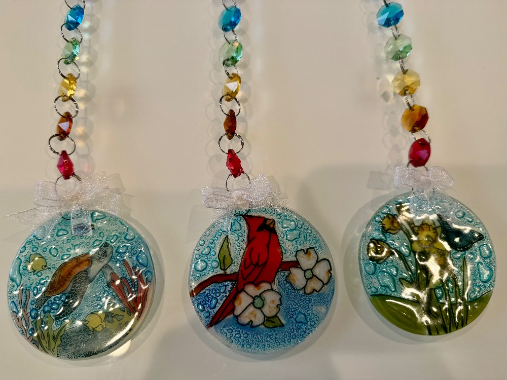 Glass Sea Turtle & Chakra Bead Sun Catcher