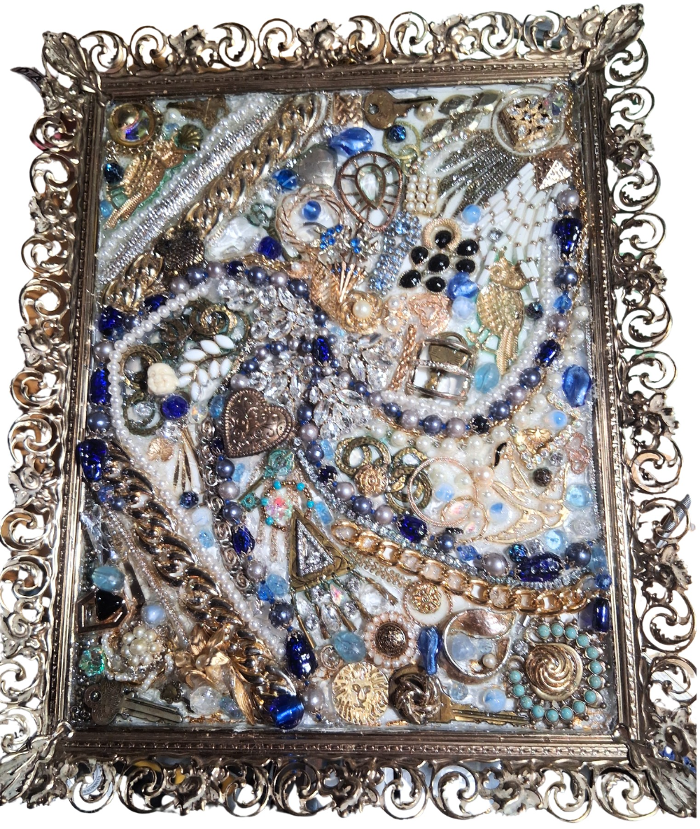 Large  Abstract Upcycled Jewelry Collage