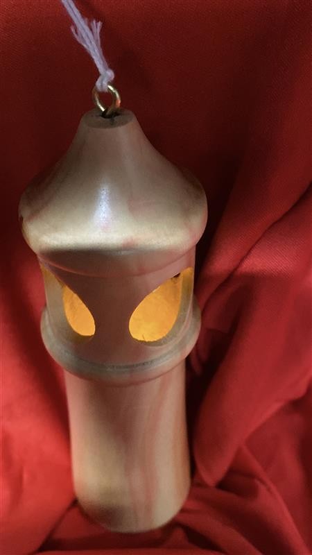 Hand turned wooden lighthouse ornament - Flame Box Elder