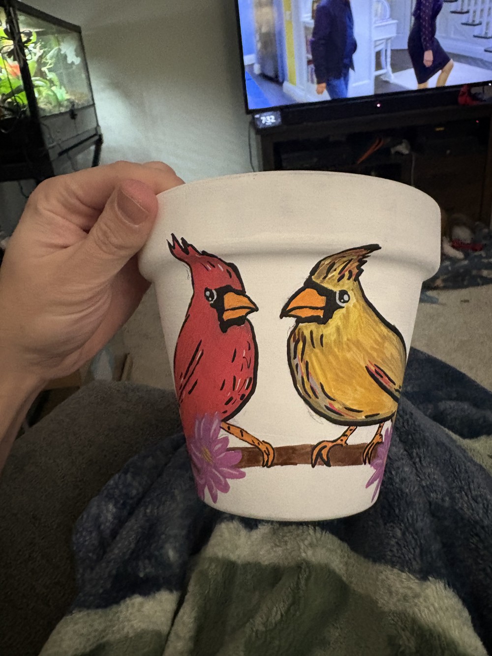Cardinal pot with plant