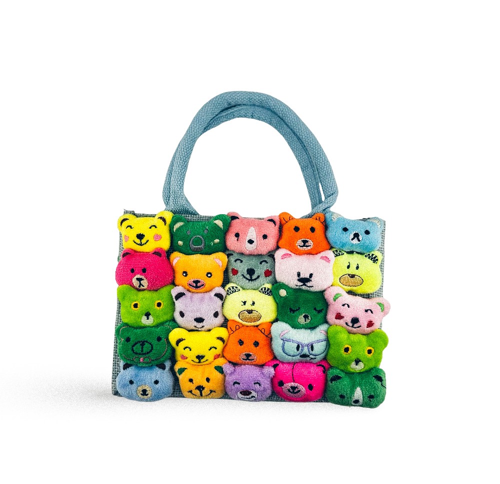 Bright Bears in Dusty Blue Stuf'it Tote