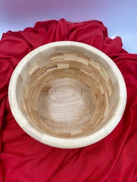 Handcrafted Segmented Maple and Beech Wood Bowl