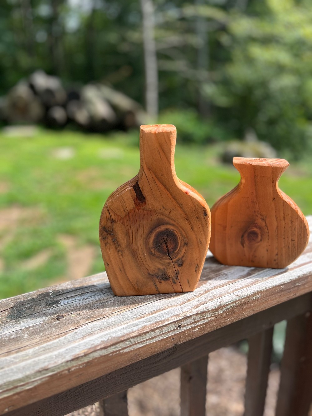 Wood vase for dried flowers